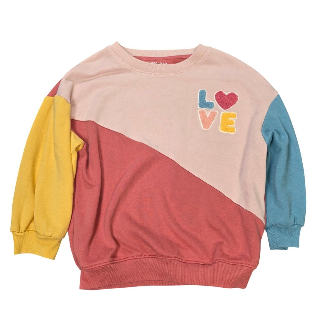 365 Kids From Garanimals Love Chenille Patch Sweatshirt Girl's Size 4 Pink